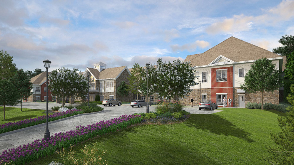 A rendering of the Assisted Living Main Building that has been proposed on the western side of Route 9W, across from the Bridgeview Shopping Plaza, in the Town of Lloyd.